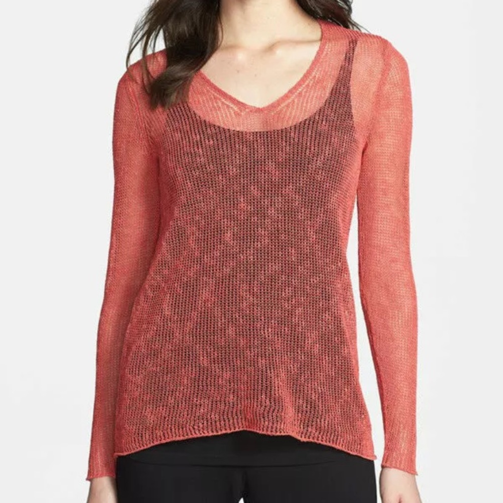 Eileen Fisher Melange Open Mesh Knit Top - Picture 7 of 8